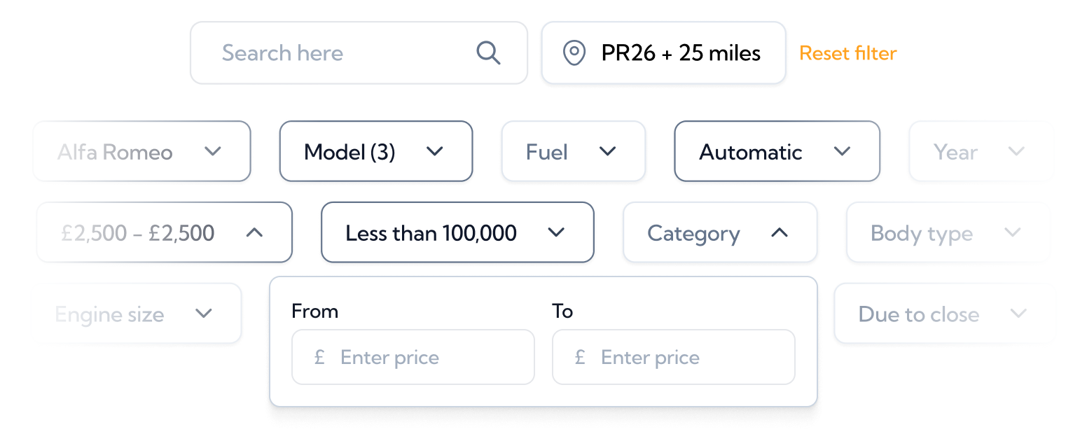 Advanced search filters built for trade buying