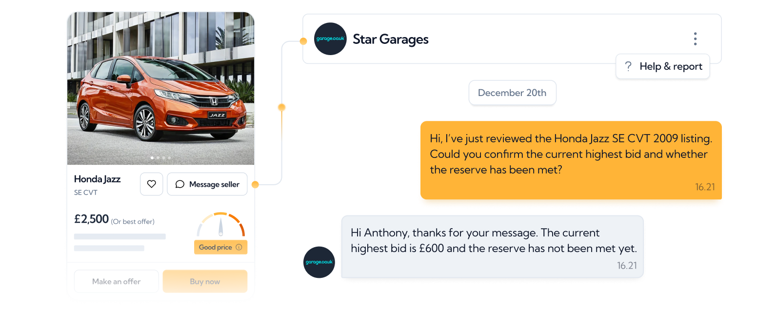 Messaging & support built into every listing